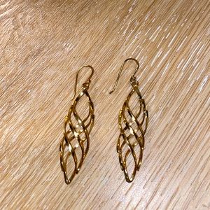 Twisted Gold Dangle Earrings - 2 inch length